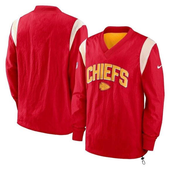 Men's XL Nike Red Kansas City Chiefs Sideline Athletic Stack V-Neck Pullover - Picture 1 of 9
